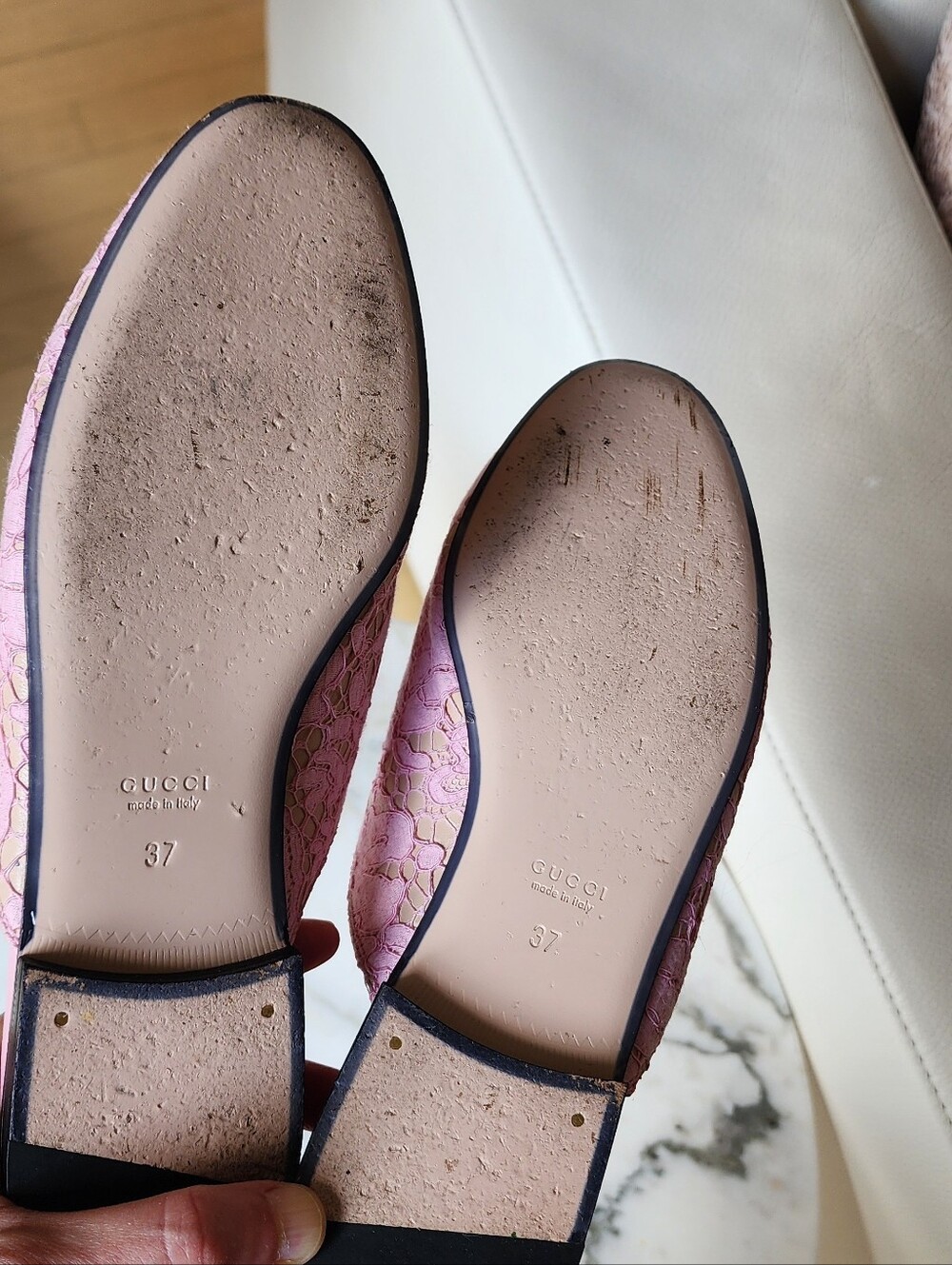 Gucci Pink Lace Horsebit Backless Mules Size 7 - Picture 7 of 9